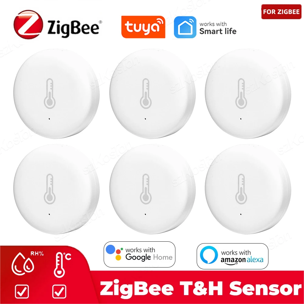 

Датчик температуры и влажности Tuya Zigbee, умный термометр на батарейках с дистанционным управлением, для Alexa Google Home Smart Life, 1 шт.