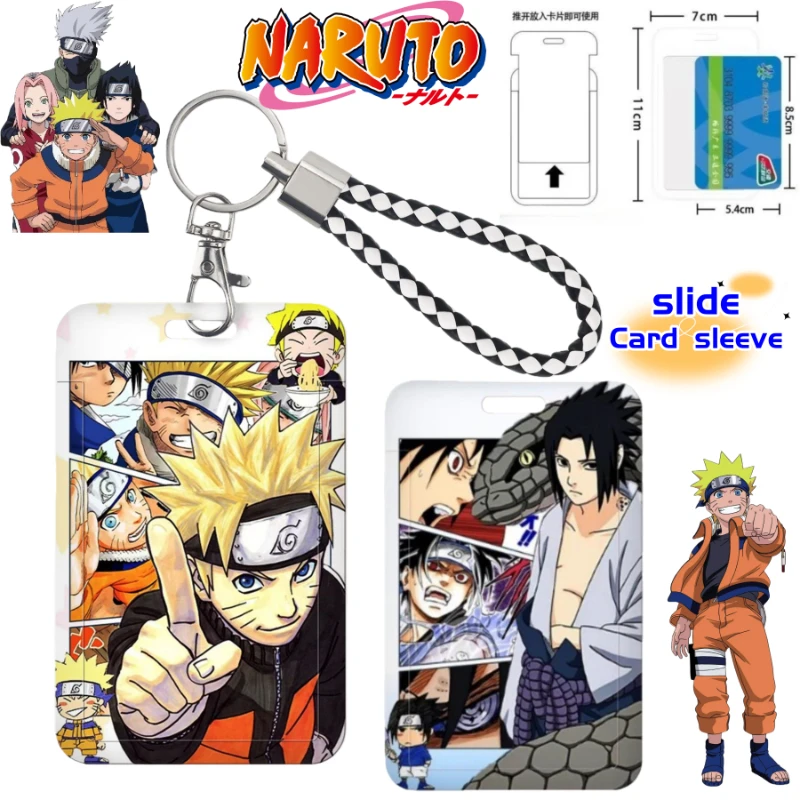 NARUTO Hatake Kakashi Uchiha Obito TV-Merchandise Cartoon Niedliche Kartenhülle Campus-Karte Ausweishülle mit Handschlaufe