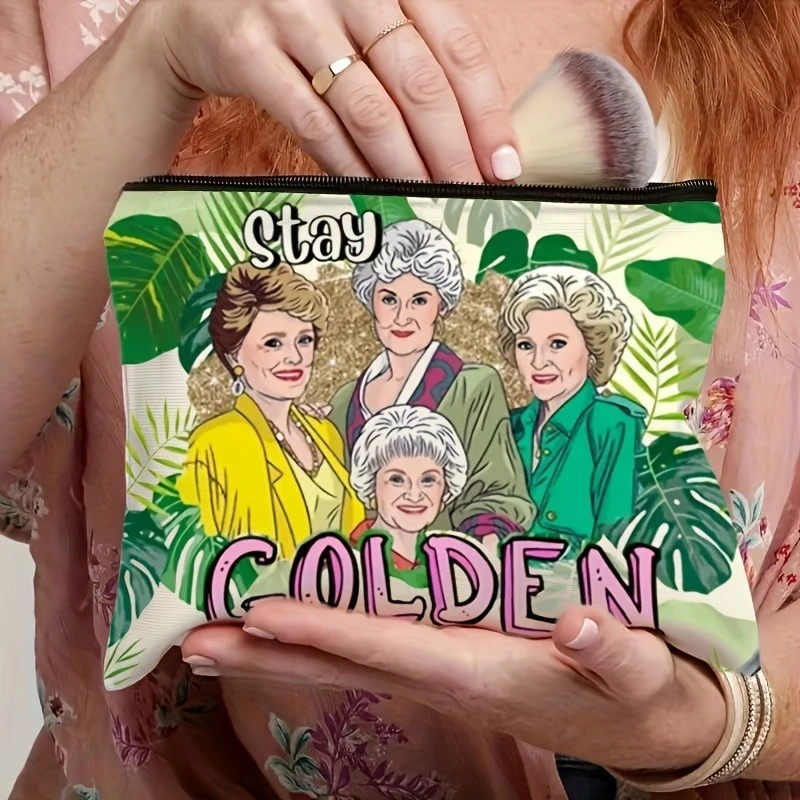 스테이 골든(Stay Golden) 꽃무늬 메이크업 파우치 가볍고 다용도 수납공간이 있는 지퍼 잠금 화장품 가방 동전 지갑