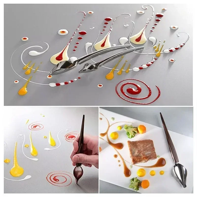 Reusable cake decorating tools, kitchen tools for DIY cake baking, stainless steel chocolate spoon and decorating filter spoon