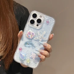 Bling Bling Starfish Shockproof Glitter 3D Cute Phone Case - iPhone 13 (Black BB)