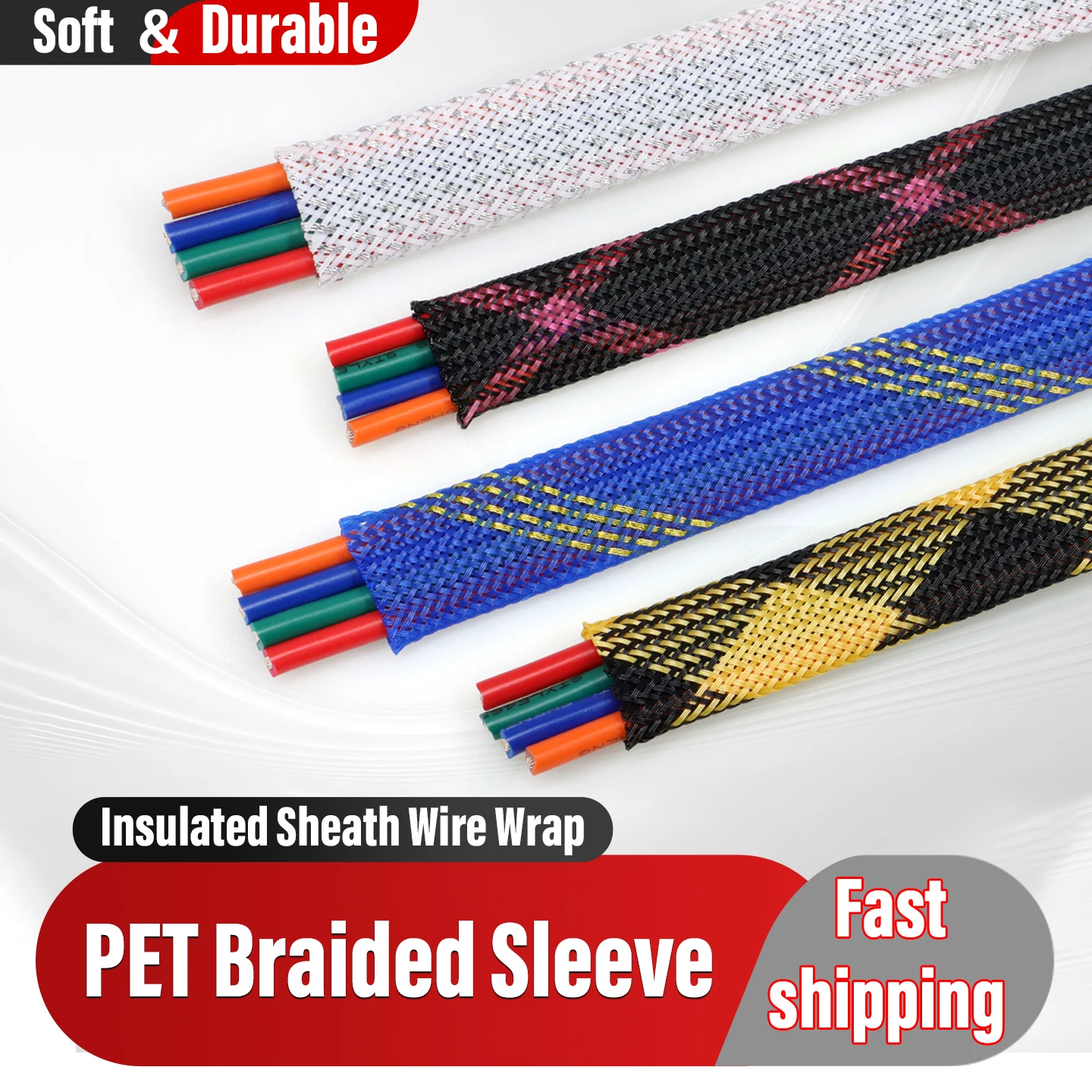 2/10M PET Expandable Braided Sleeving 2~40mm High Density Cable Sleeve Self Closing Line Management Flexible Wire Wrap Protect