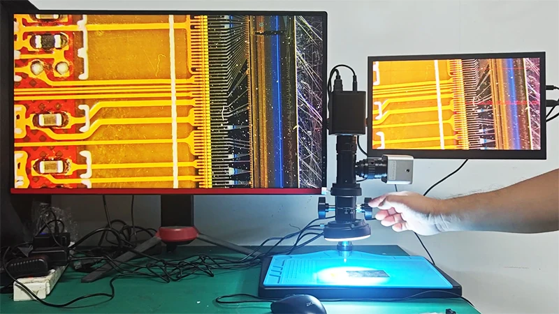 Lapsun 200X 양방향 듀얼 헤드 조정 가능한 동축 조명 병렬 광학 현미경 산업용 카메라 C-마운트 줌 렌즈 0650 Barlow