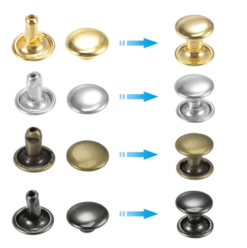 50set  6-12mm Metal Double Cap Rivets Stud Round Nail Spike For Leathercraft Repair Shoes Bag Belt Clothing Garment Accessories