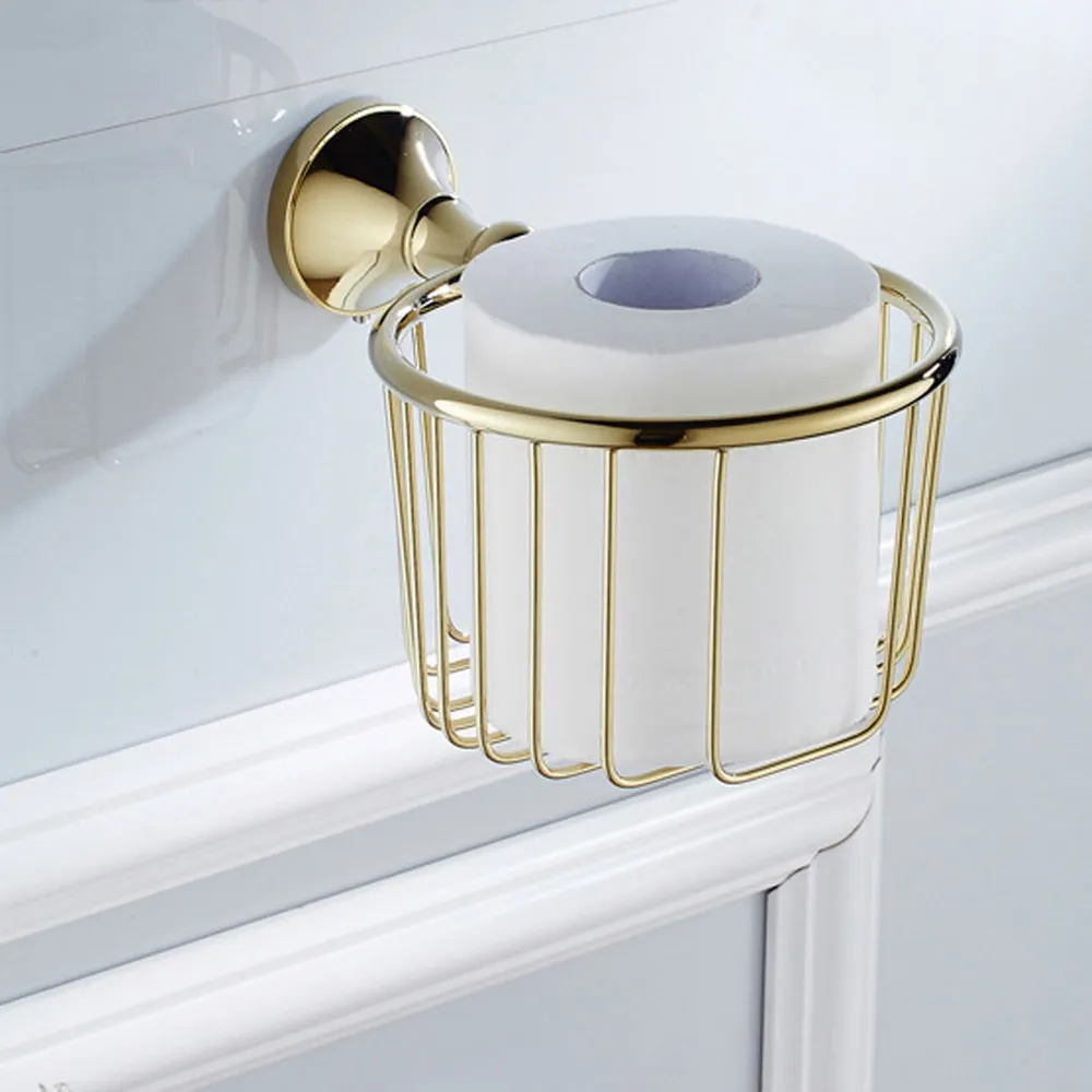 Luxury Gold Color Brass Wall Mounted Bathroom Accessories Set Towel Bar Soap Dish Robe Hook Toilet Paper Holder azh114