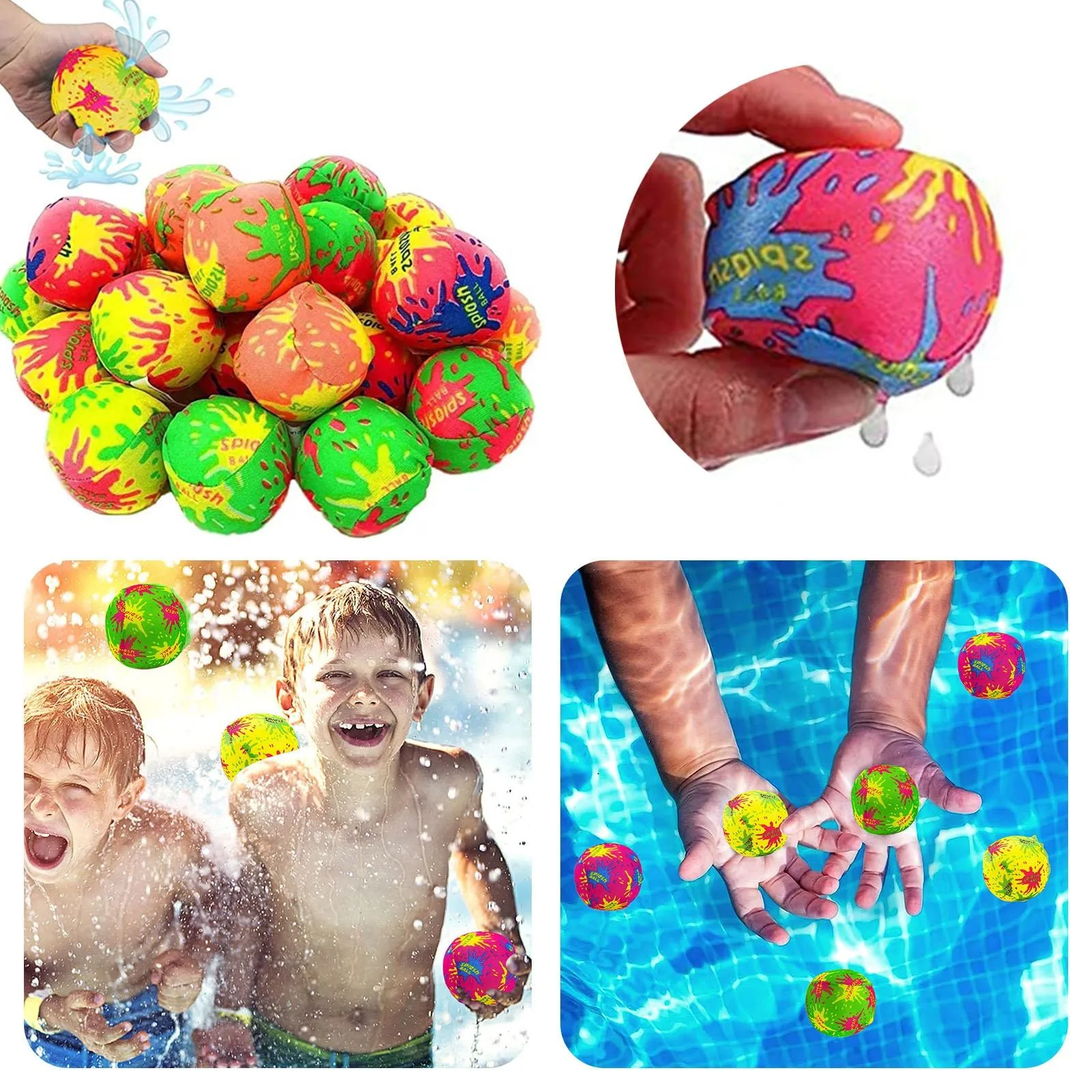 10-100Pcs Reusable Water Balloons,Absorbent Soaker Water Balls for Kids,Summer Beach Swimming Pool Party Favors,Kids Pool Toys 5