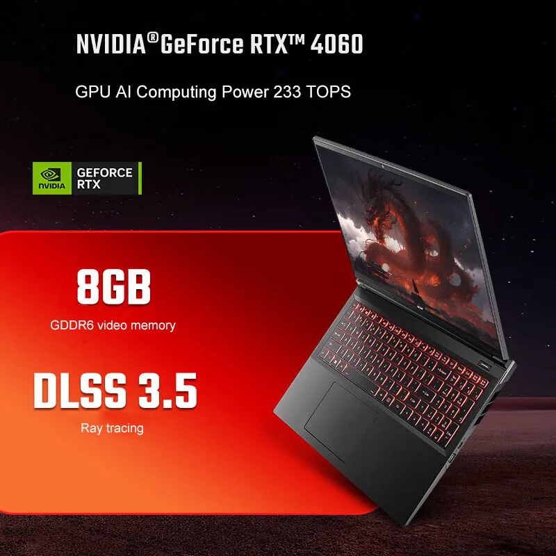 2024 Acer Nitro Gaming Laptop 16 Inch 2.5K 165Hz IPS Screen Netbook i5-14450HX 32GB 1TB RTX4060 Gaming Notebook Laptop Computer 5