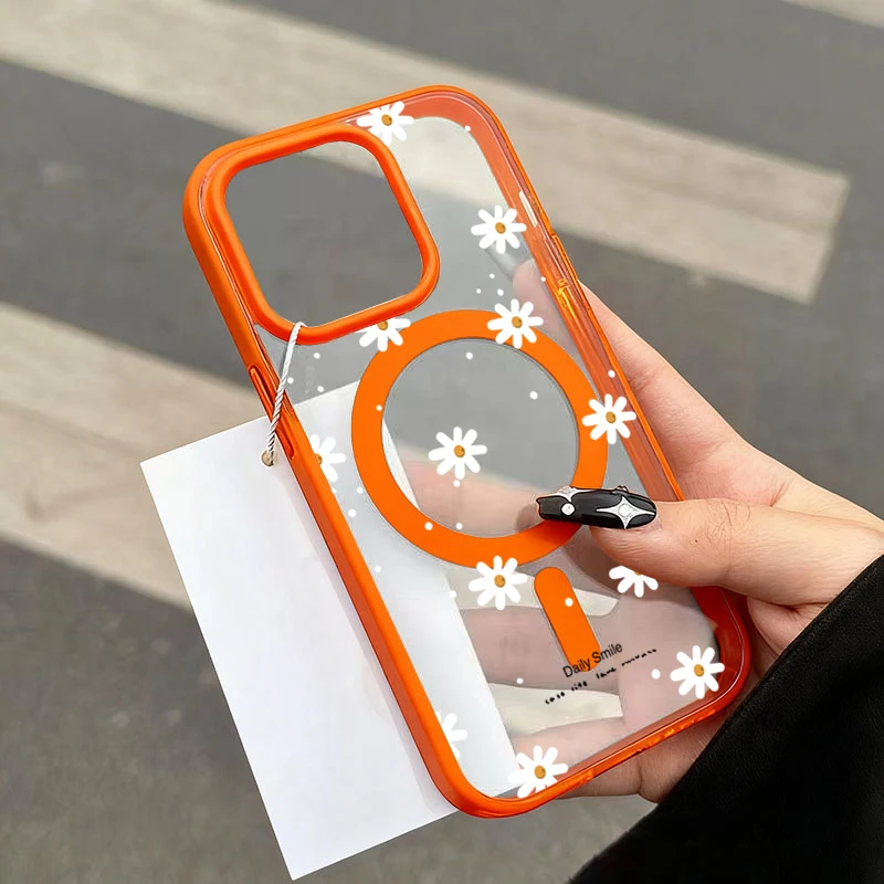 iPhone Magnetic Case with Small Daisy Pattern 15
