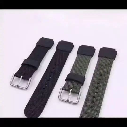 18mm Nylon Watch Strap for Casio W800H Black Green Bracelet