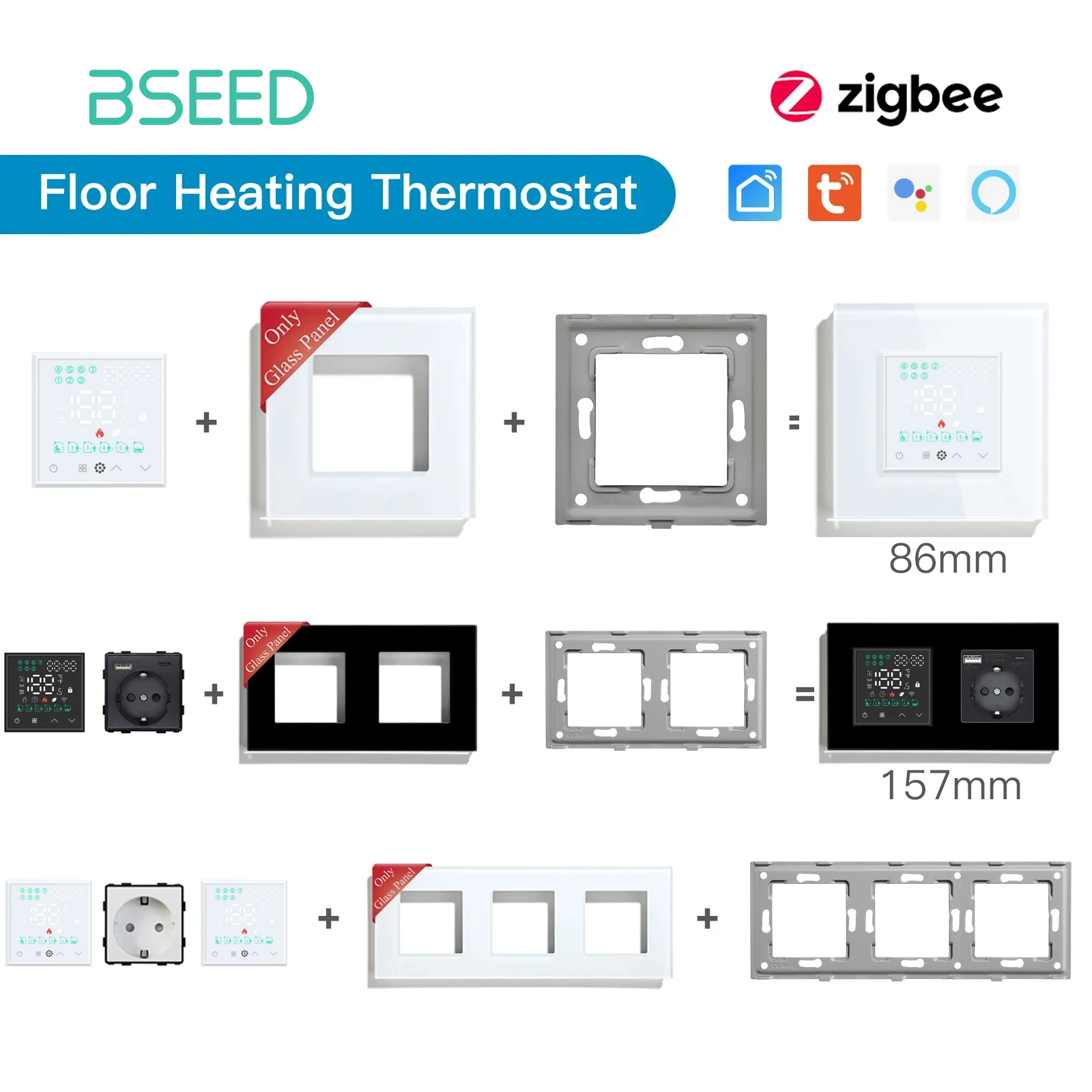 BSEED หน้าจอสัมผัสทำความร้อนความร้อนน้ำ Boiler Room Thermostat หมายเลขชิ้นส่วนของโมดูล ZigBee Alexa อุณหภูมิ Controller APP 1