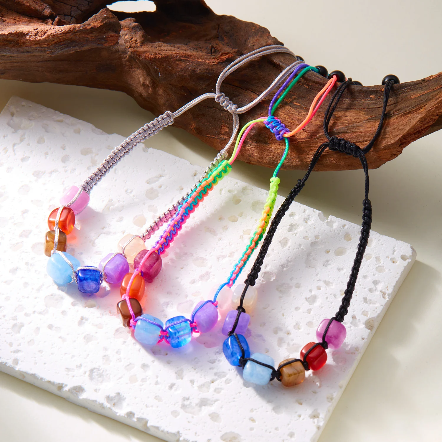 Bracciale Dei Sette Chakra In Pietre Naturali Da 8 Mm Elasticizzato - Foto 7