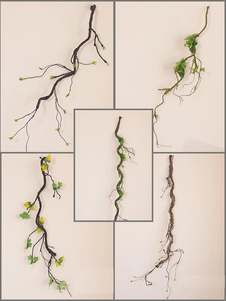 Artificial Liana Mossy Trees Twigs Branches Wall Hanging Green Plants Jungle Fake Vines For Outdoor Room Home Garden Decorations