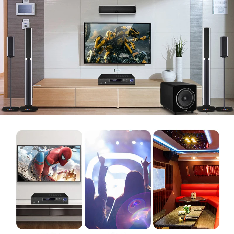 220W-510W  5.1 Channel Bluetooth Power Amplifier Home Theater Audio High Power Home Fever Ktv Amplifier Karaoke 220V