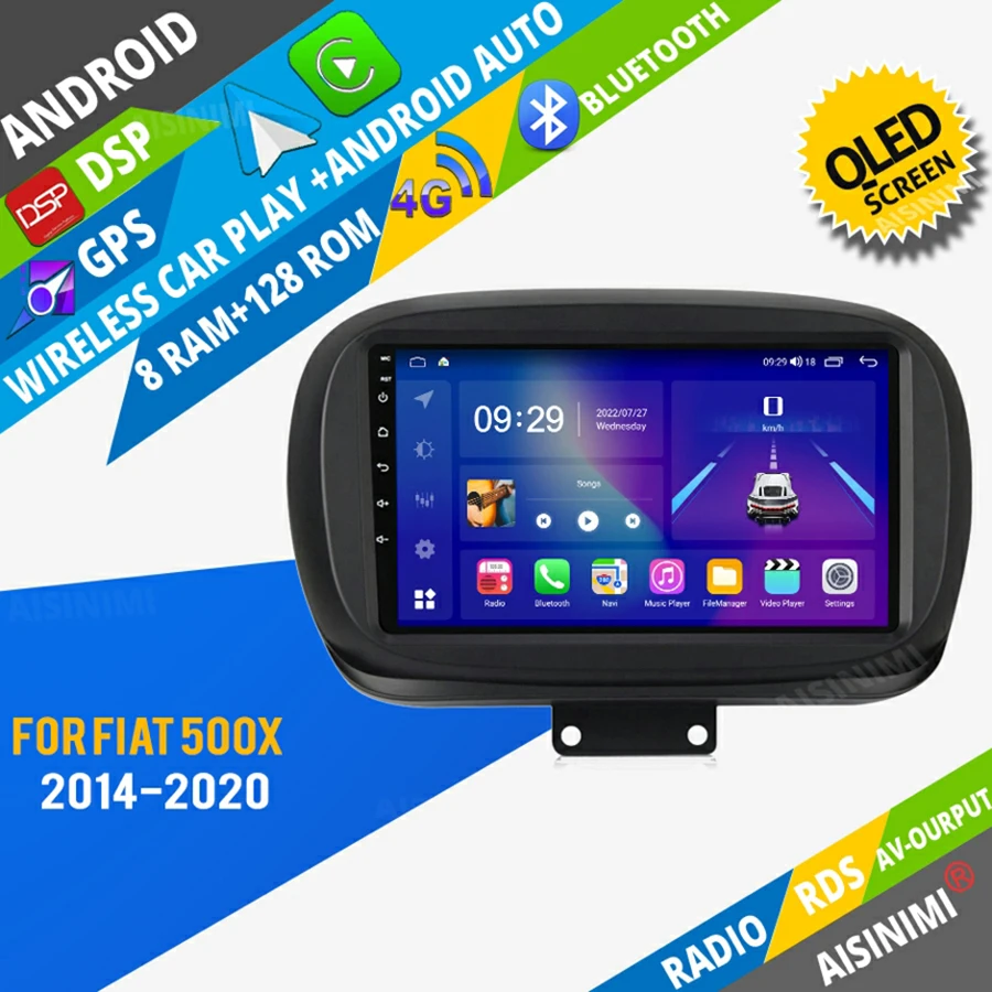 Aisinimi Android Car Dvd Player Navigazione Per Fiat 500X 2014-2020 Autoradio Car Audio Gps Multimedia Stereo Monitor