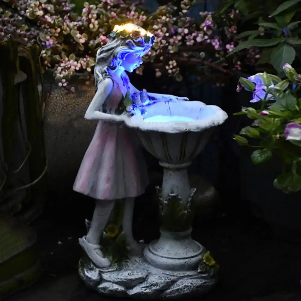 

Led Solar Resin Figurine Ornament Flower Fairy Garden Ornaments Solar Light Creative Landscape Lamp Luminous Elf Girl
