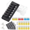 Mini Car Fuse Car Boat 6 Way Bracket Fuse 12v 24v Blade Modified Medium Fuse Box Terminal Block with LED Warning Light 4