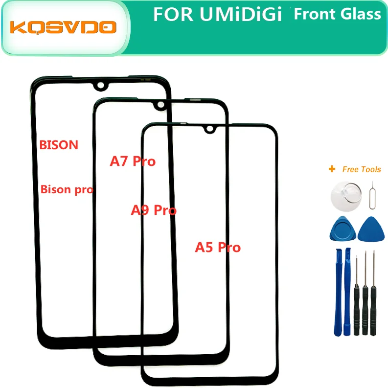 Original For Umidigi Bison Pro A5 PRO Front Glass For Umidigi A7 pro and A9 Pro Front Outer Glass With Tools