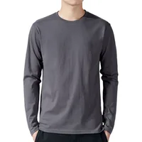 T-shirt en coton à manches longues pour hommes, maillot de corps monochrome, vêtements pour documents, printemps et automne 1
