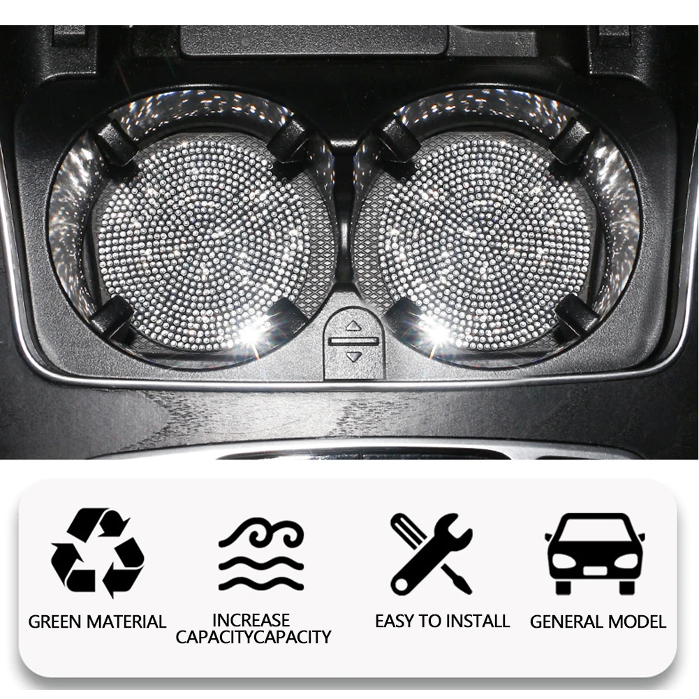 Multifunctional Car Diamond Coaster Water Cup Slot Non-Slip Mat Silica Pad Cup Holder Mat Auto Interior Decoration Accessories