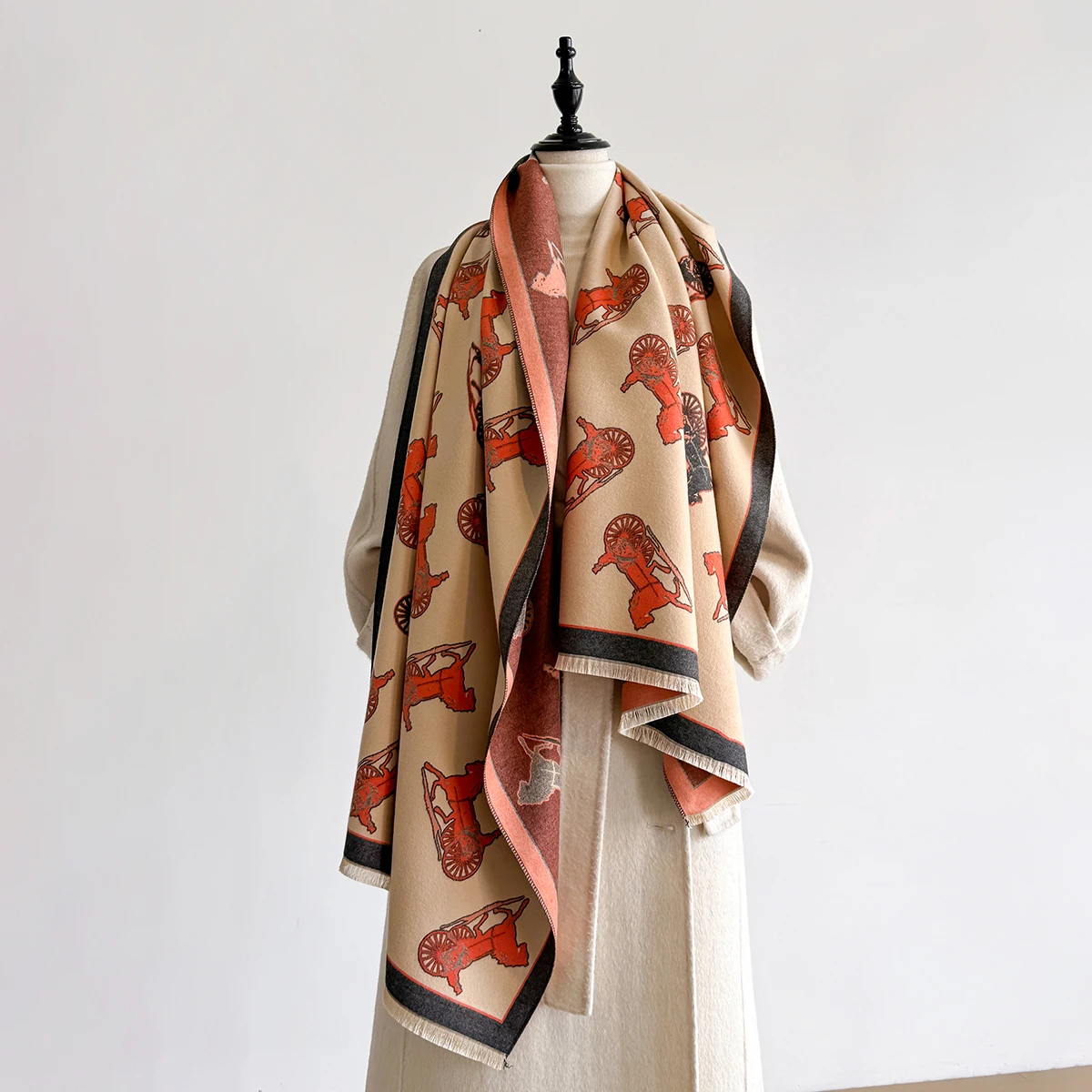 2025 Luxury Brand Winter Cashmere Scarf for Women - Tasseled Grid Printed Shawl, Warm Pashmina Wrap & Foulard Poncho