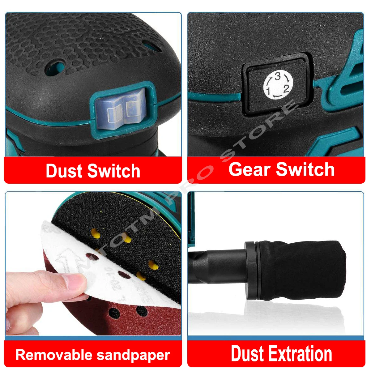 Brushless Random Orbit Electric Sander Wood Grinder Polishing Machine Sander Power Tools For Makita 18V Battery