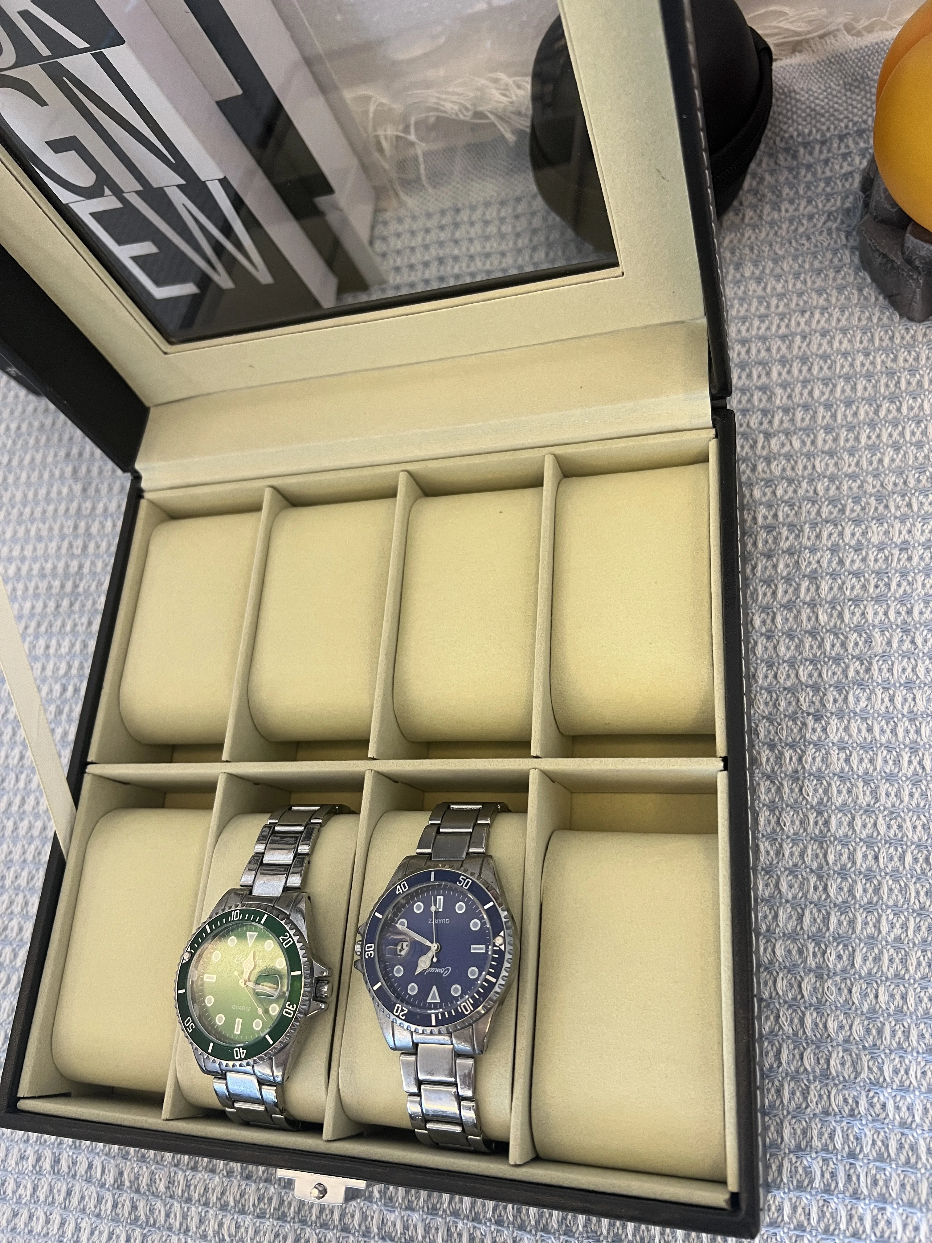 6/8/20-Slot PU Leather Watch Box with Glass Lid, Traditional Style Watch Storage Organi... - SKU WSO01701 - UGI Packaging