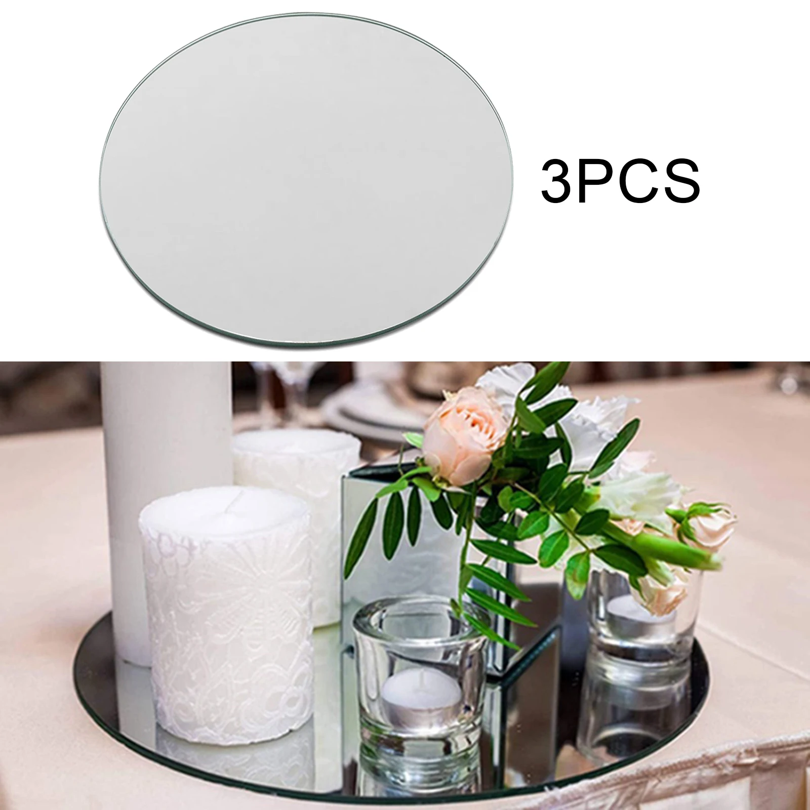 Decorative Mirrored Makeup Tray Perfume Display Holder Cake Stand Party Decorative Vanity Tray 8 Inch 3pcs