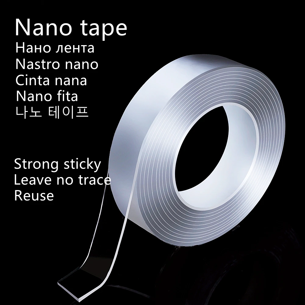 Bathroom Kitchen Accessories Reusable Monster Nano Adhesive Tape Transparent Double Sided Tapes