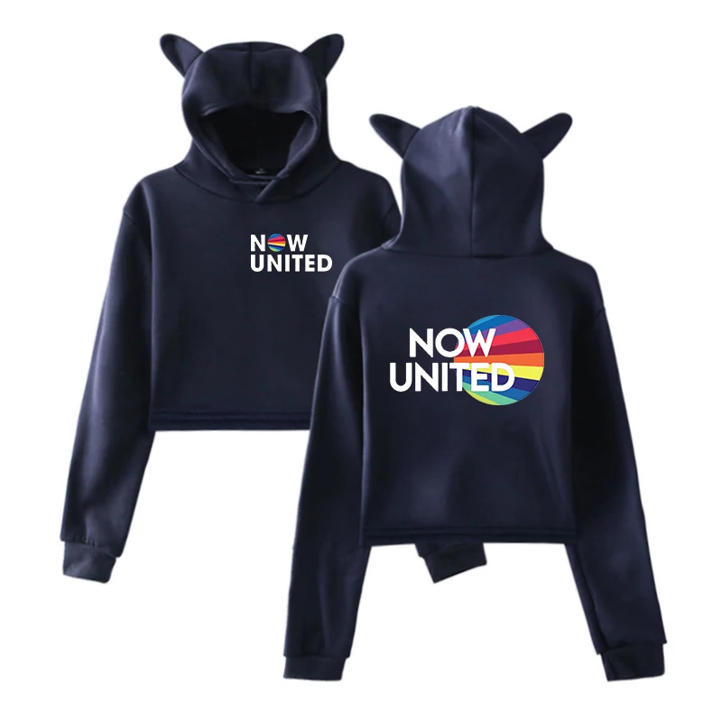 

New United Hoodie Sweatshirt UN Team Cat Hoodie Women Pullover Girl Cat Crop Top Pink 2023 Now United - Better Album