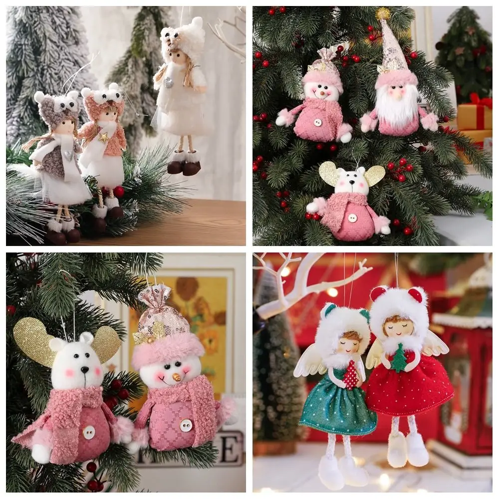

Рождественские подвесные кулоны с Санта-Клаусом, снеговиком, оленем, ангелом, девочкой, куклой, серые, розовые, красные, Зеленые капли, украшения на праздник