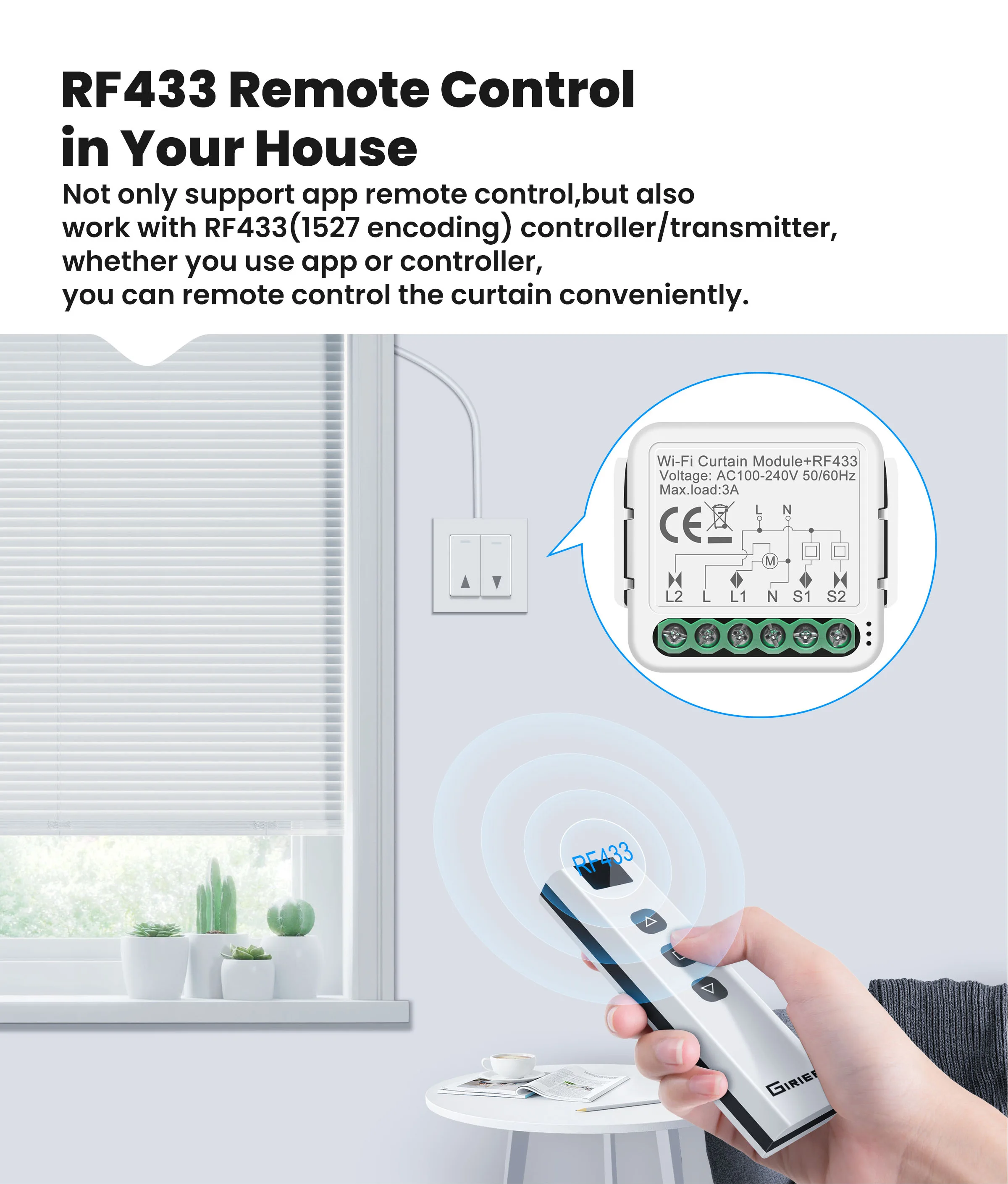 Tuya smart curtain module labeled diagram