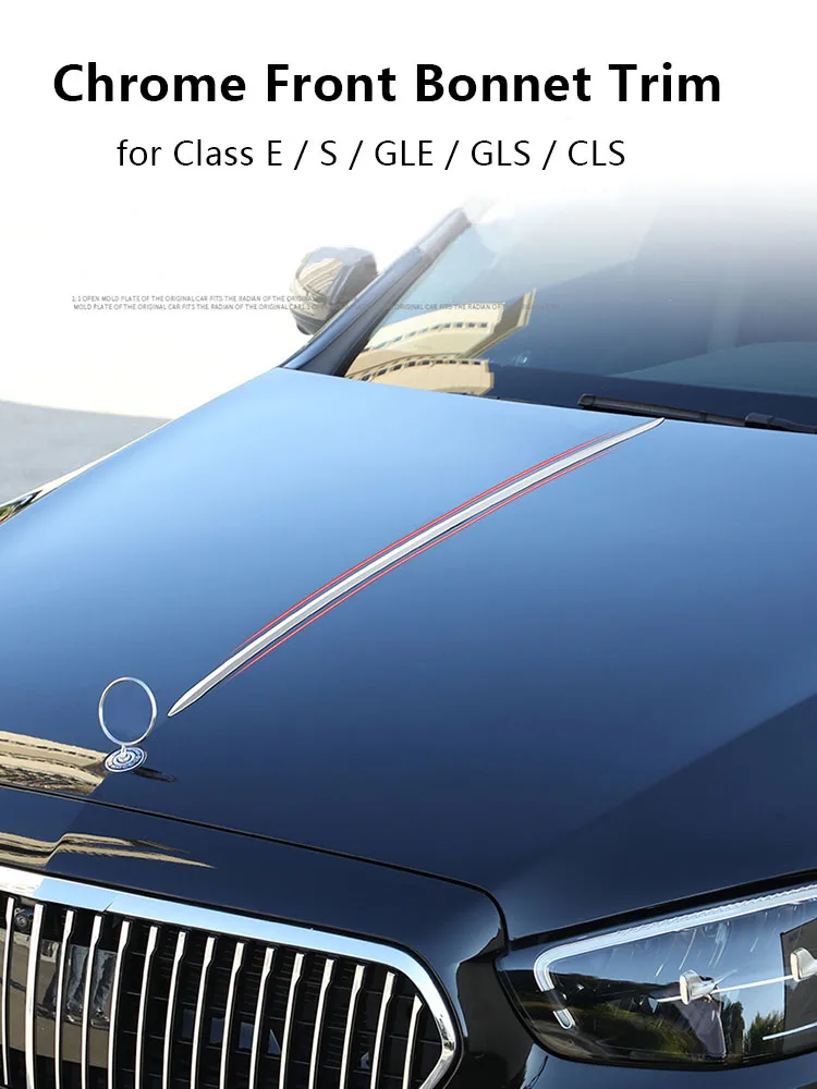 Накладки на переднюю крышку для Mercedes Benz S Class W222 W223, хромированная лента для E Klase W213 GLE W167 GLS X167 CLS, Внешнее украшение Накладки на переднюю крышку для Mercedes Benz S Class W222 W223, хромированная лента для E Klase W213 GLE W167 GLS X167 CLS, Внешнее украшение