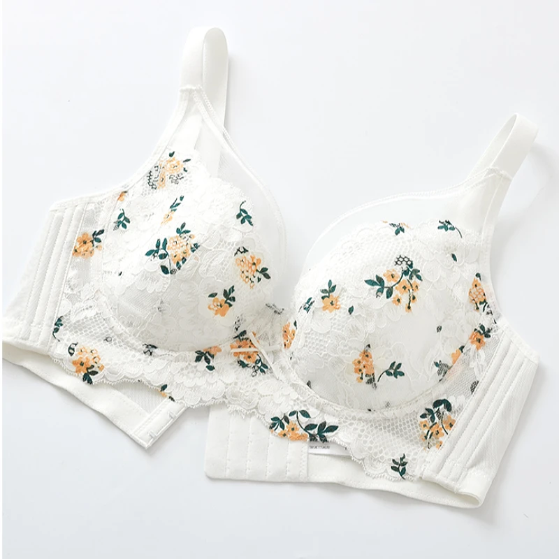 Women's Balconette Full Figure Wire Lightly Lined Printed Floral Contour Bra Plus Size 70 75 80 85 90 95 100 105 C D E F G H I J