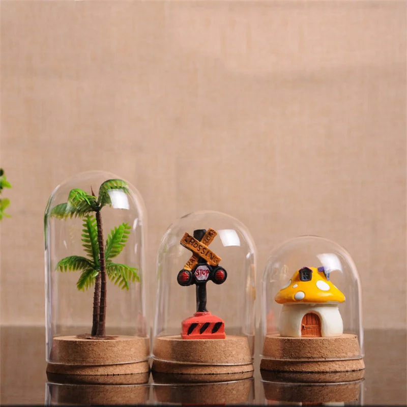 24 X Dia 10cm Tabletop Display Glass Dome Cloche Cover Decor Handmade Craft Dry Flower Ornaments Bell Jar With Wooden Base 3