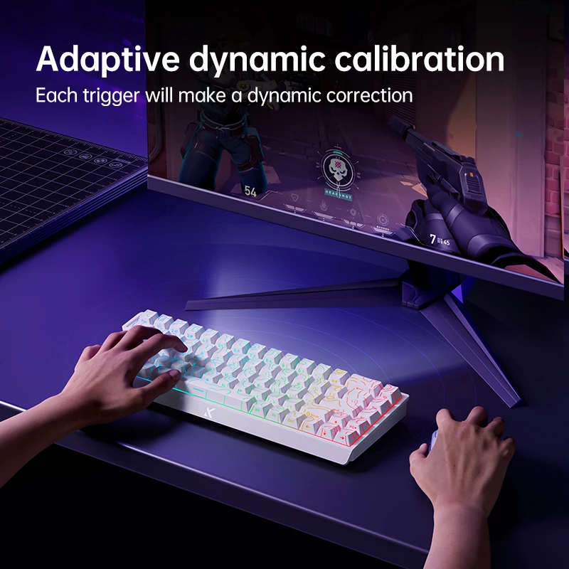 MCHOSE Ace 68 Mechanical Keyboard Wired Hall Effect Ice Blue Magnetic Switch Hot Swap Esports PC Gaming Keyboard Valorant Office