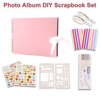 Album fotografico fai da te Album fotografico bianco nero rosa libri di memoria fatti a mano A4 A5 Scrapbooking Album Kit Set per regali di anniversario di matrimonio