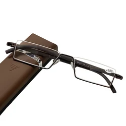 May Flower Men's TR90 Blue Light Metal Square Reading Glasses - +175 (Brown)