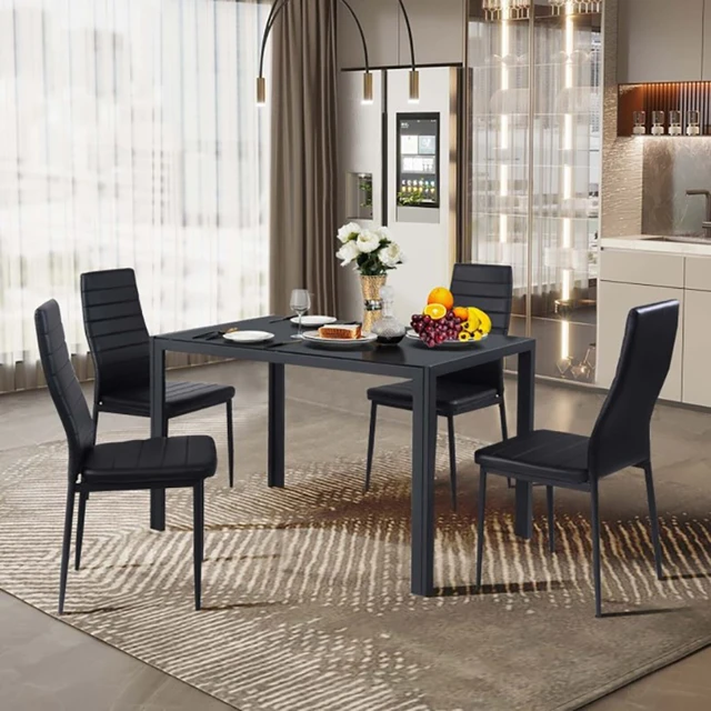 Set di sedie da pranzo moderne in pelle da 4 pezzi mobili per sala