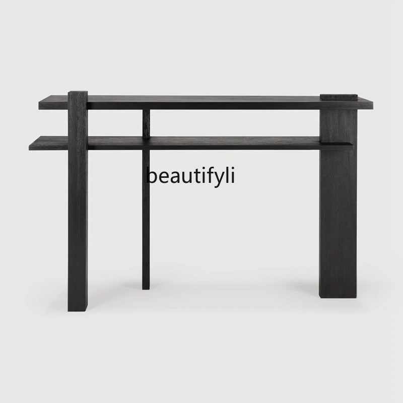 

Black oak entrance table case retro mid-century style entrance storage table decorative table aisle against the wall