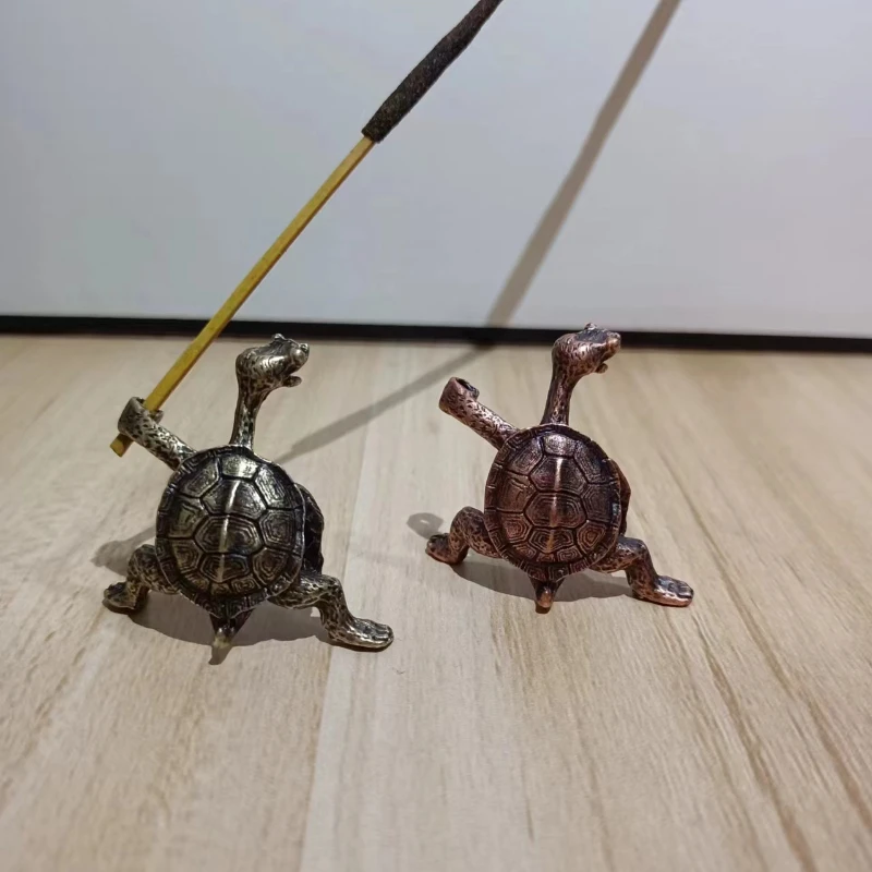 Mini anciers d'encens en forme de tortue en métal, bouddha de méditation, porte-anciers de bois de santal, animal drôle, décoration d'intérieur