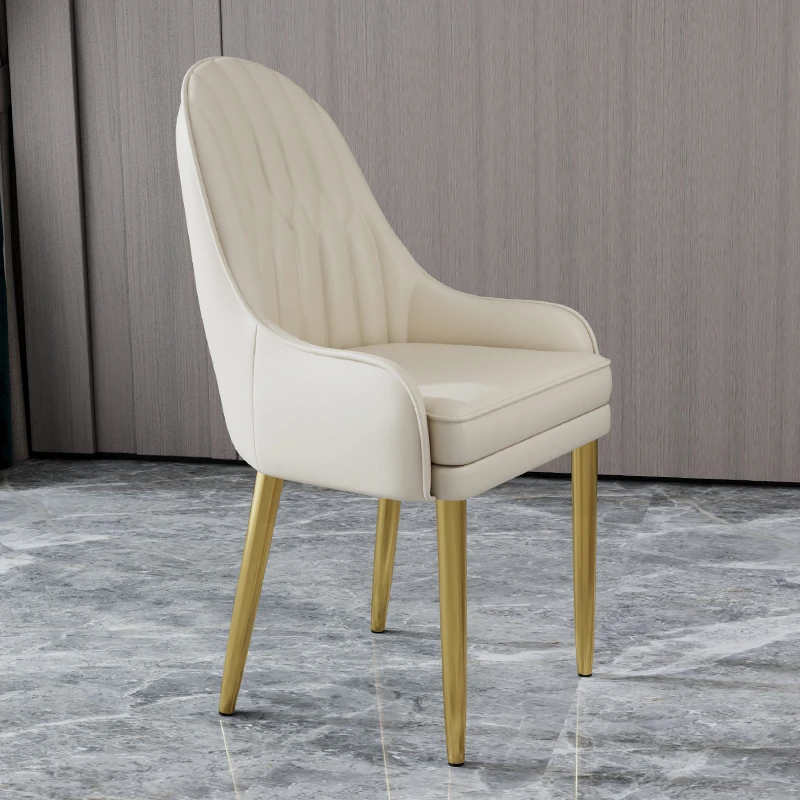 Leather White Gold Dining Chairs Bedroom Design Armchair Metal Dining