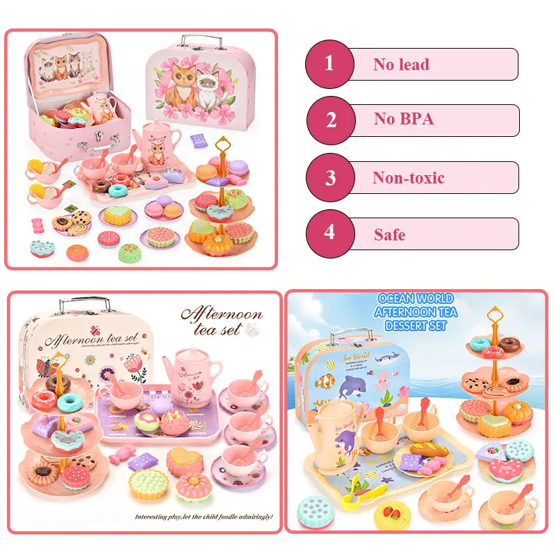 7 Afternoon Tea Sets Kid Pretend Play Toys Girls Play House