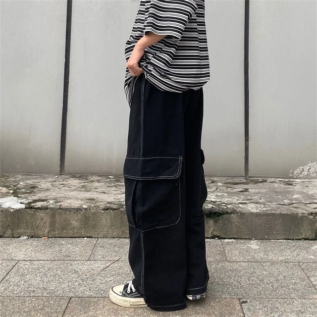 Women Hip Hop Wid Leg Baggy Harajuku Cargo Pants 2021 Female Japanese  Streetwear Vintage Trousers Woman Black Overalls Joggers - AliExpress