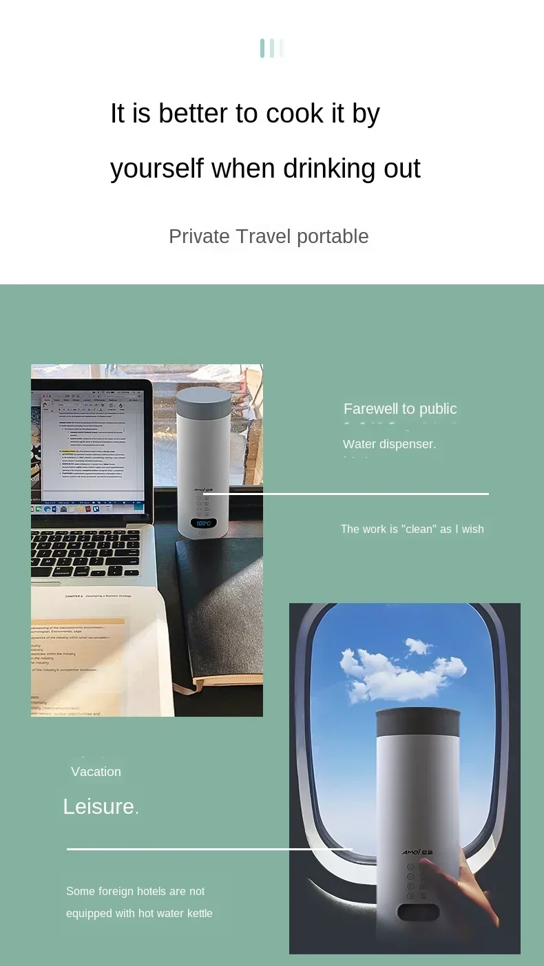 Description Picture 6 of item220V portable electric hot water bottle kettle travel pot heating health cup stainless steel small mini water cup