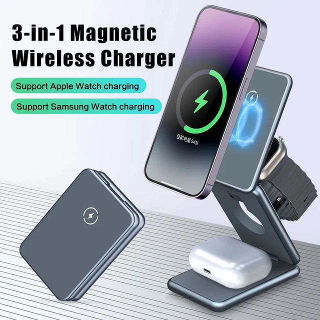 Chargeur sans fil magnétique 3 en 1 Apple et Samsung