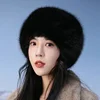 Super Fashion Winter Snow Hat Faux Fur Thick Women Fluffy Fur Cap Ski Russian Windproof Hat Party Luxury Warm Fox Fur Cap Black 4