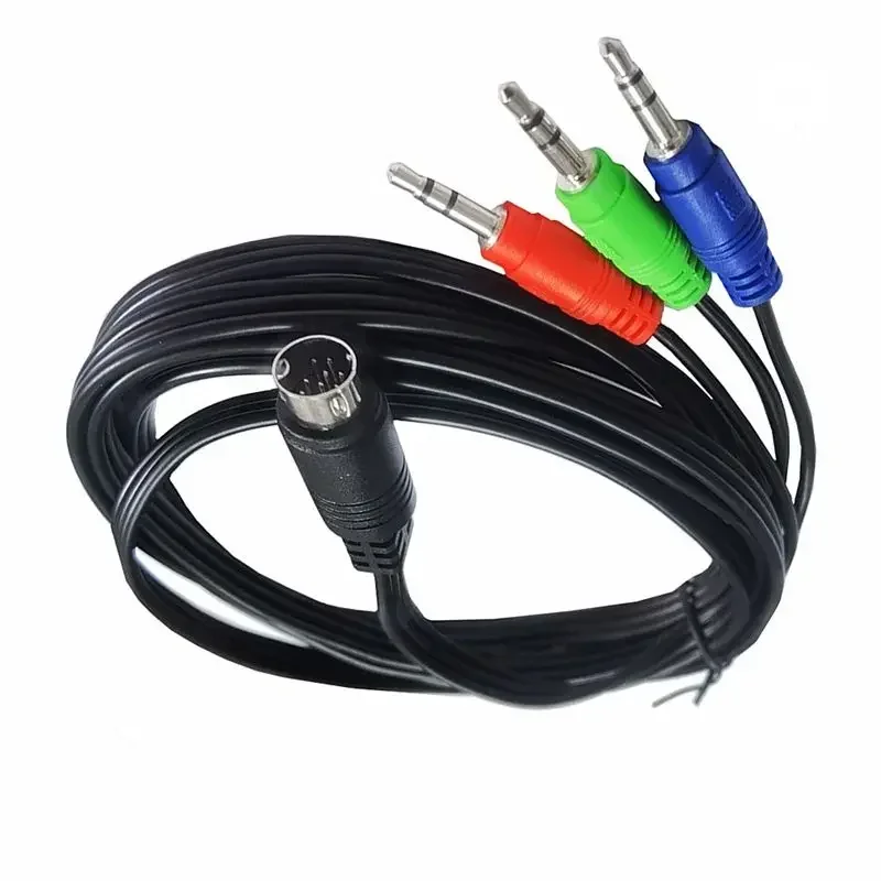 Mini DIN 9P Connecting Cable Mini DIN 9Pin Male To 3 * DC3.5mm Male Red Green Blue Audio Cable Mini Din 1.8m