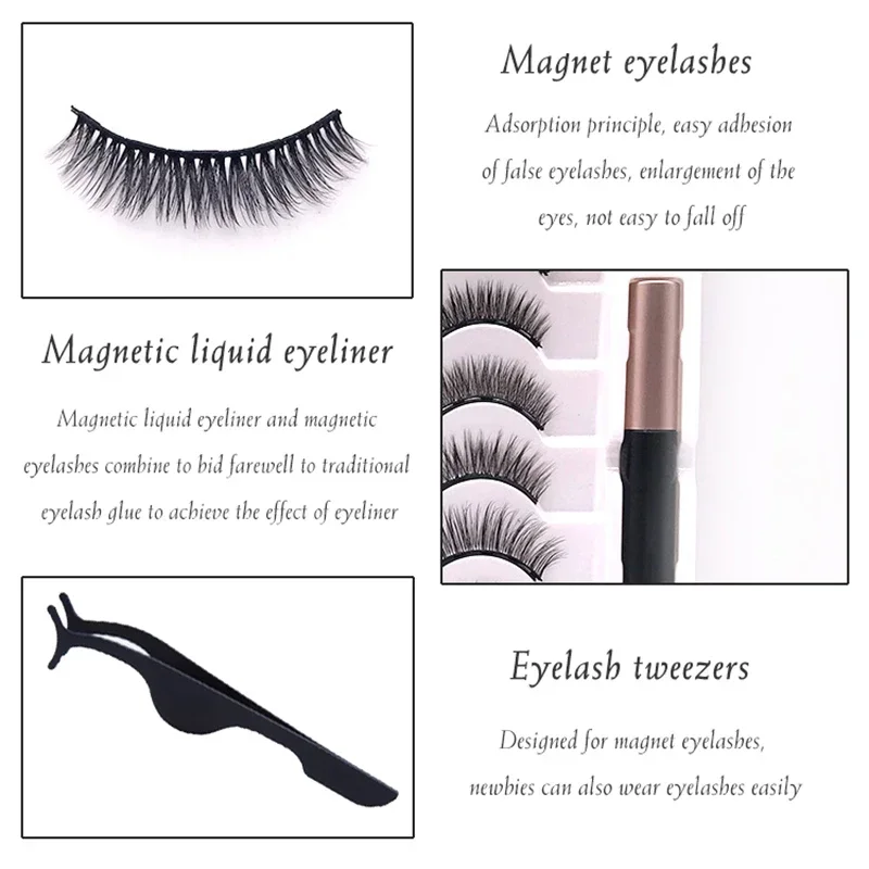 Fake Eyelashes Magnetic Eyelashes Set 5/7/10 Pair Natural Cilia