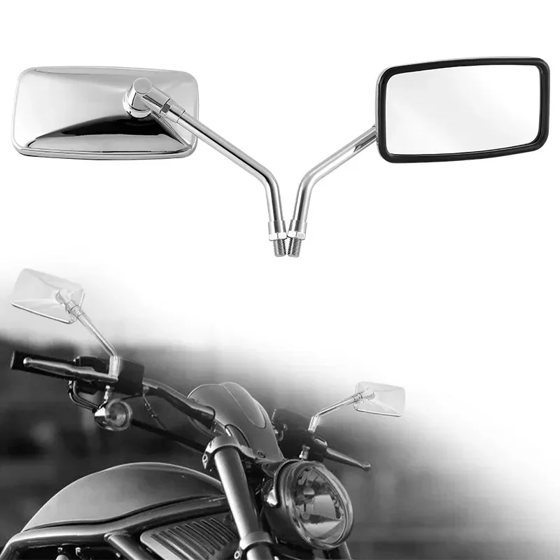 Universal Rectangle Motorcycle Rearview Mirrors Pair 10mm Chrome retrovisor moto mirror moto For Honda Motorbike Scooter E-Bike motorcycle mirror,motorcycle mirrors