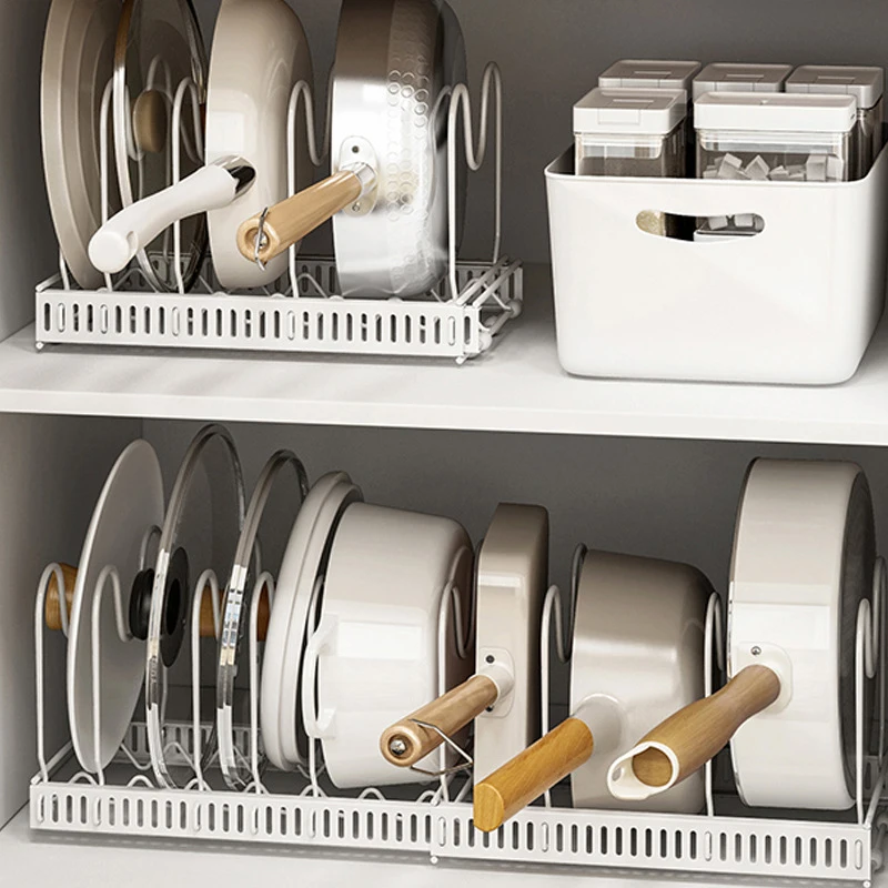 

Wholesale expandable kitchen organizer shelves, countertops, storage racks, cabinets, storage space saving pots and pans, cabine